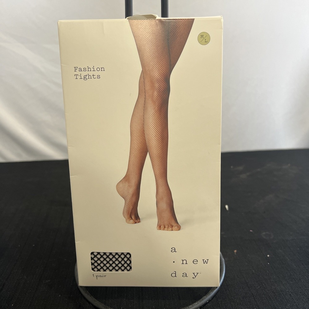 A New Day Black Fashion Fishnet Tights M/L
